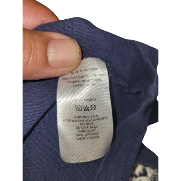 LUNA MOON Navy Blue Embroidered Off-Shoulder Luna Moon Top S Cotton Blend‎ - Picture 6 of 8